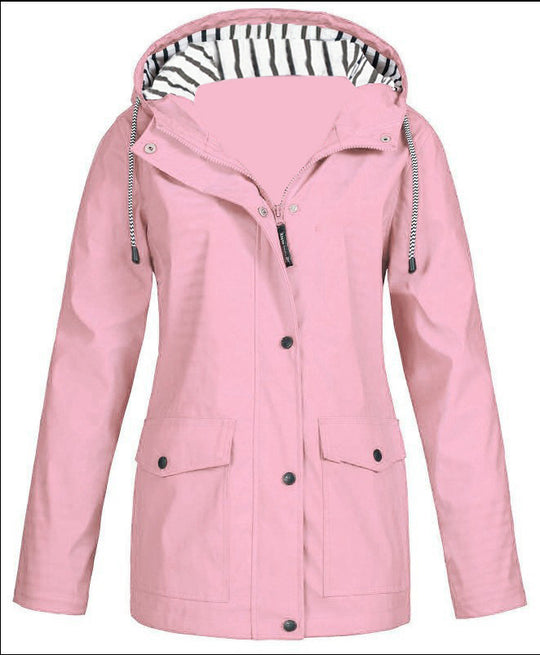 Damen nan wasserdichter Parka mit Kapuze, Kordelzug und aufgesetzten Taschen EB