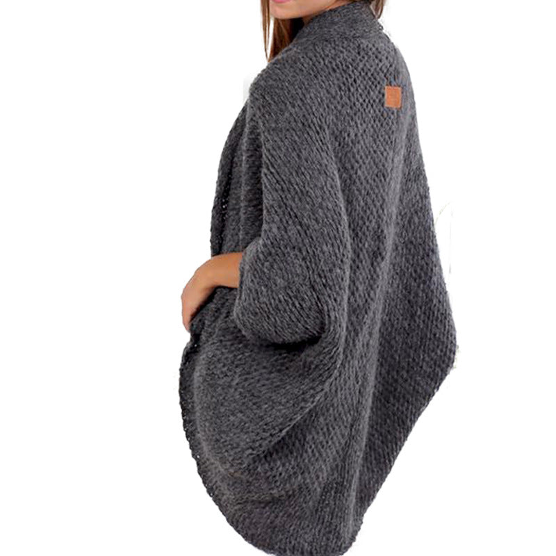 Damen lässige Strickponcho mit weitem Schnitt und eleganten Details EB