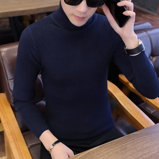 Herren Stehkragenpullover aus feinem Rippstrick EB