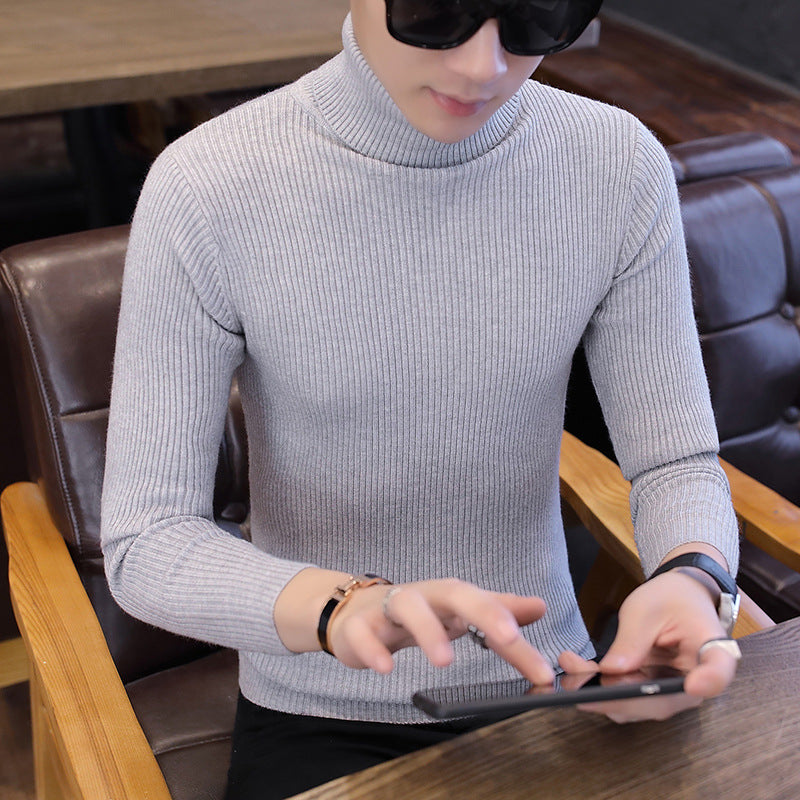 Herren Stehkragenpullover aus feinem Rippstrick EB