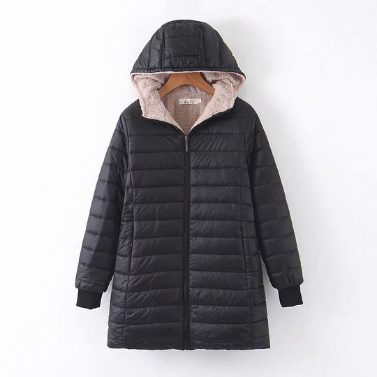Damen Gefütterte Steppjacke mit Kapuze und Teddyfutter EB