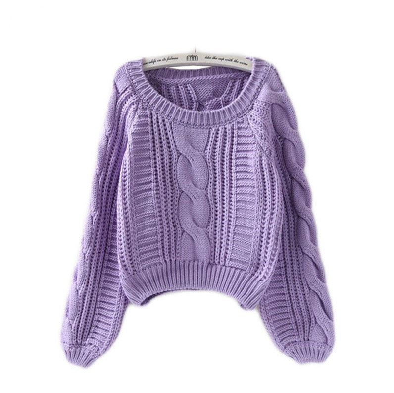 Damen Grobstrickpullover mit voluminösen Ärmeln und Zopfmuster EB