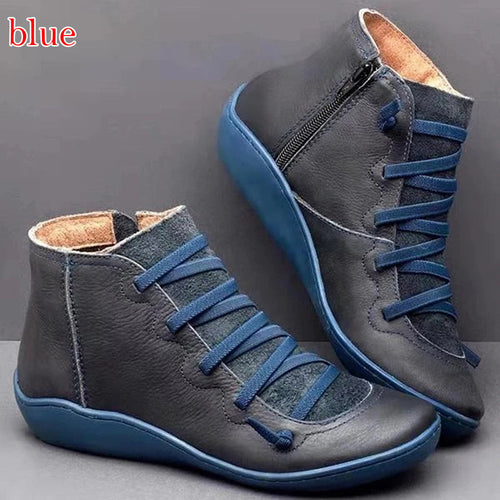Damen nan Komfort-Stiefelette mit elastischer Zierschnürung gepolstertem Fußbett und seitlichem Reißverschluss EB