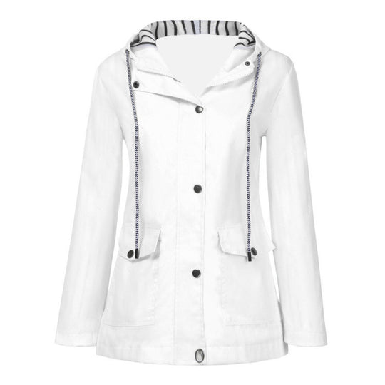 Damen nan wasserdichter Parka mit Kapuze, Kordelzug und aufgesetzten Taschen EB
