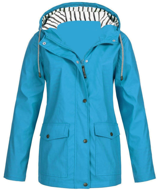 Damen nan wasserdichter Parka mit Kapuze, Kordelzug und aufgesetzten Taschen EB