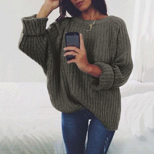 Damen Grobstrickpullover mit überschnittenen Schultern und weichem Material EB