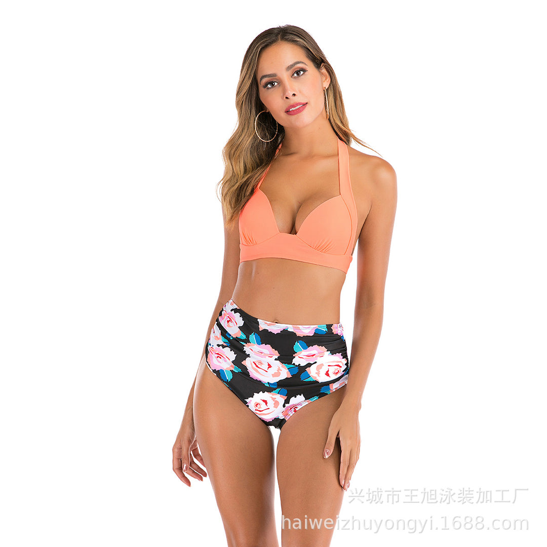 Damen Bandeau-Bikini mit stilvollen Streifen und verstellbaren Trägern EB