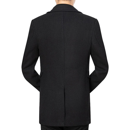 Herren Mantel mittellang aus Wollmix mit schlanker Silhouette, verdeckter Reißverschlussleiste und Pattentaschen EB