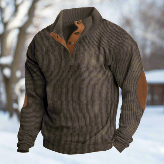 EB | Niccolò Gerippter Stehkragenpullover Wildleder Ellbogenpatches Pullover