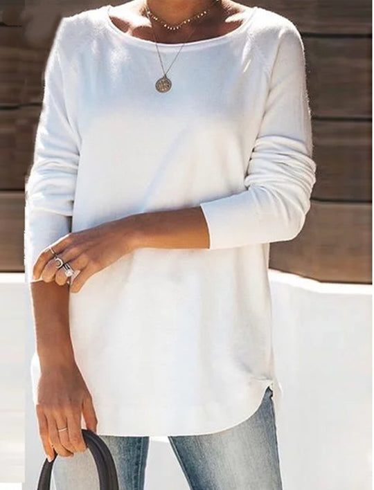 Damen gemütlicher Longsleeve mit weitem Ausschnitt EB