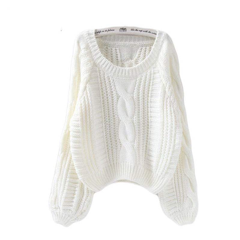 Damen Grobstrickpullover mit voluminösen Ärmeln und Zopfmuster EB