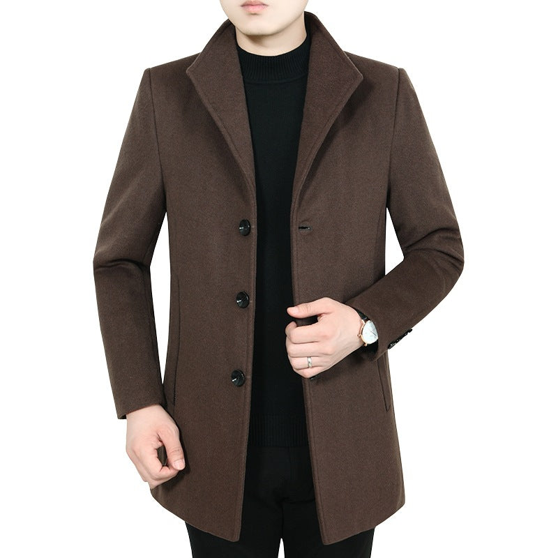 Herren Taillierter Kurzmantel im Minimalstil mit Stehkragen EB