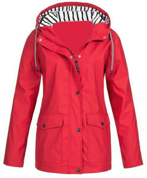 Damen nan wasserdichter Parka mit Kapuze, Kordelzug und aufgesetzten Taschen EB