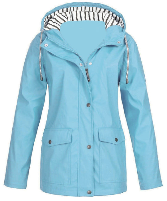 Damen nan wasserdichter Parka mit Kapuze, Kordelzug und aufgesetzten Taschen EB