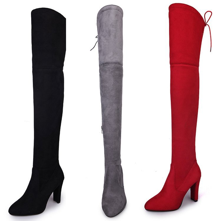 Damen Overkneestiefel mit elegantem Stiletto-Heel und modischem Schnür-Design EB