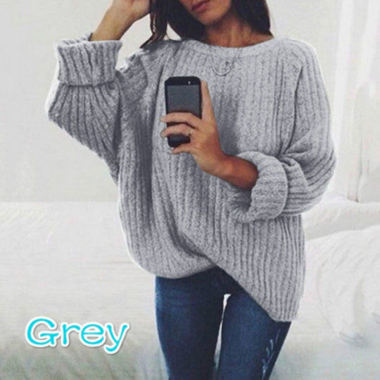 Damen Grobstrickpullover mit überschnittenen Schultern und weichem Material EB
