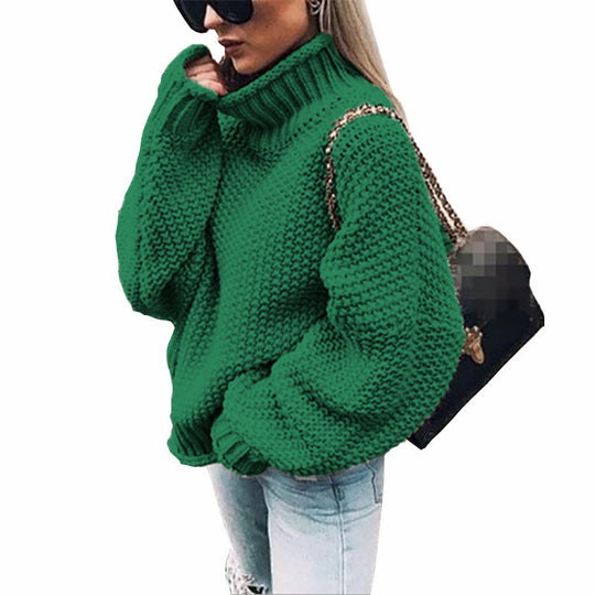 Damen Grobstrickpullover mit hohem Rollkragen und lässiger Passform EB