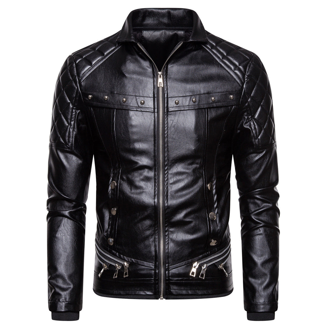 Herren Kunstlederjacke mit luxuriösem Fellkragen EB