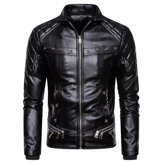 Herren Kunstlederjacke mit luxuriösem Fellkragen EB