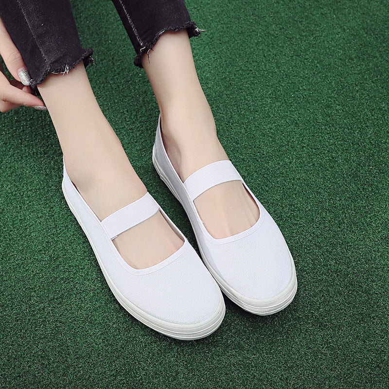 Damen bequeme Slip-On Sneakers mit elastischen Riemen EB