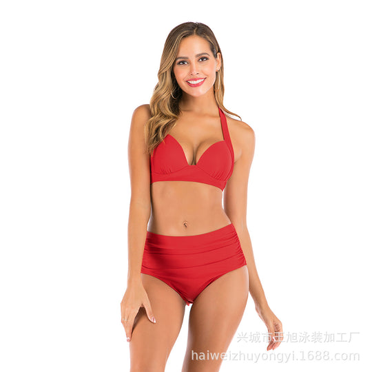 Damen Bandeau-Bikini mit stilvollen Streifen und verstellbaren Trägern EB