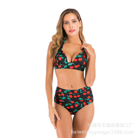 Damen Bandeau-Bikini mit stilvollen Streifen und verstellbaren Trägern EB