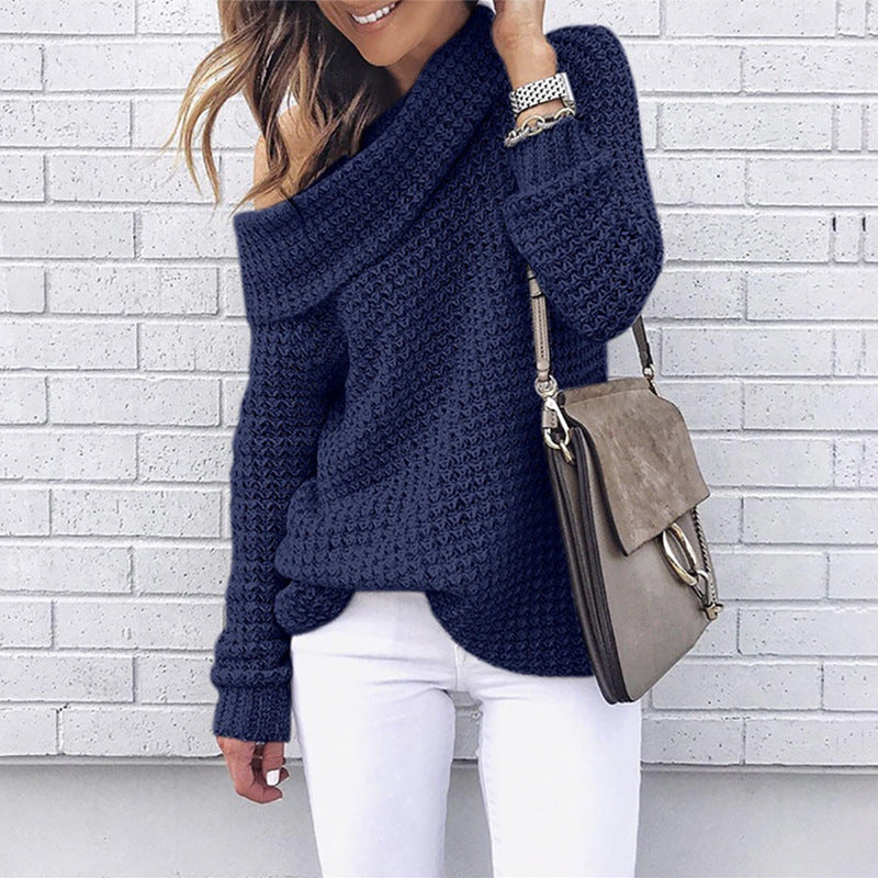 Damen Stylischer Pullover mit off Shoulder Design EB
