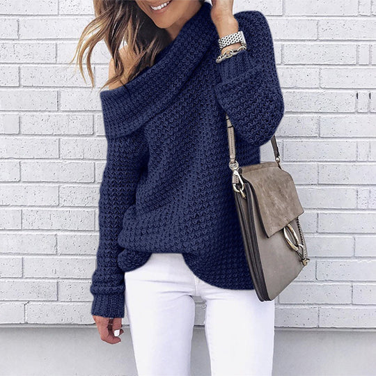 Damen Stylischer Pullover mit off Shoulder Design EB