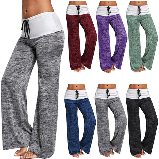 Damen Weite Sporthose mit elastischem Bund und Kordelzug EB