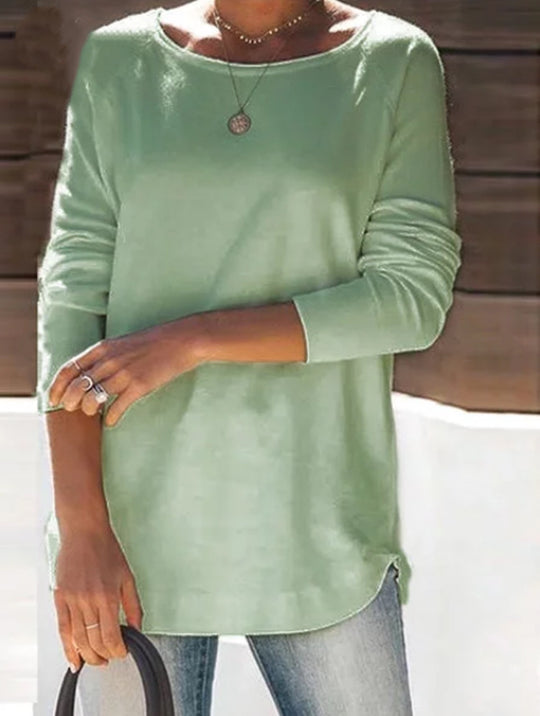 Damen gemütlicher Longsleeve mit weitem Ausschnitt EB
