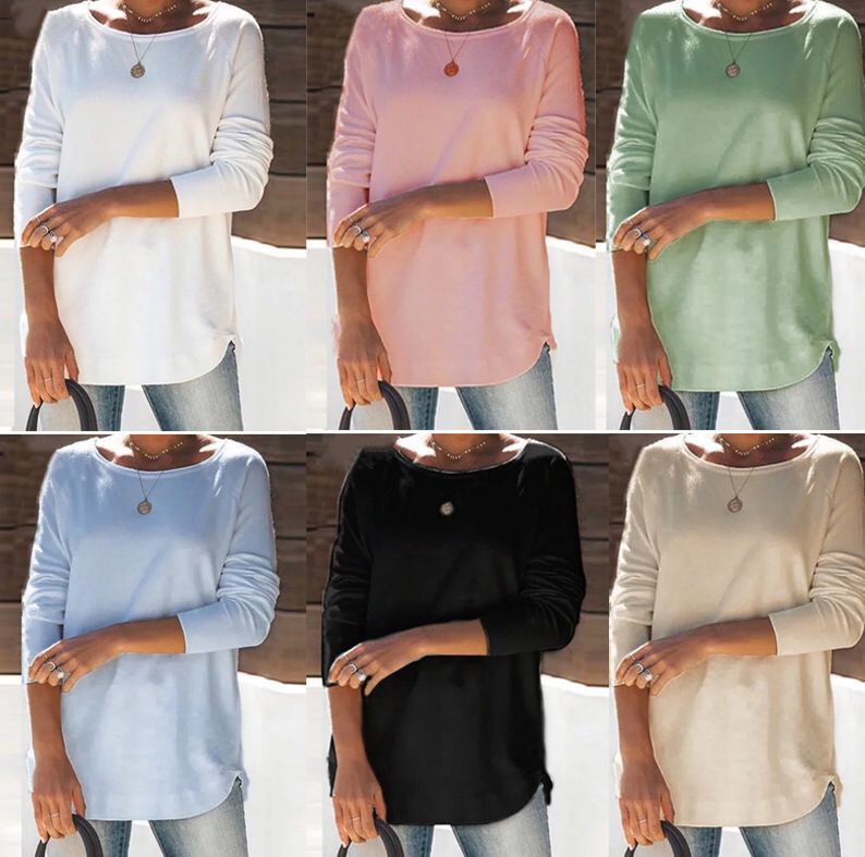 Damen gemütlicher Longsleeve mit weitem Ausschnitt EB