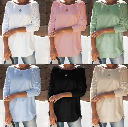 Damen gemütlicher Longsleeve mit weitem Ausschnitt EB