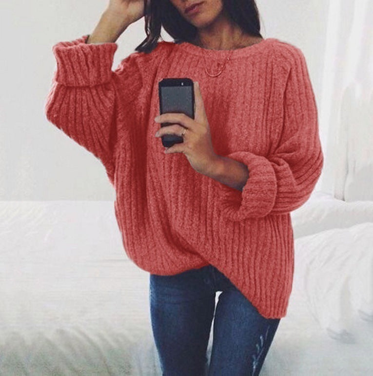 Damen Grobstrickpullover mit lässigem Schnitt und voluminösen Ärmeln EB