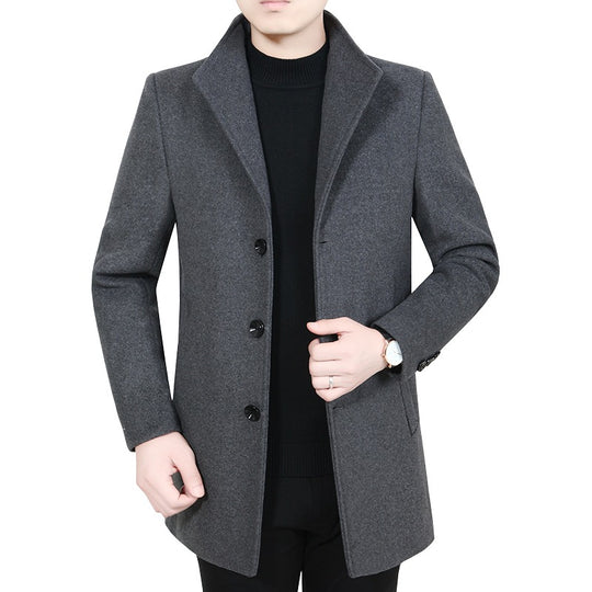 Herren Taillierter Kurzmantel im Minimalstil mit Stehkragen EB