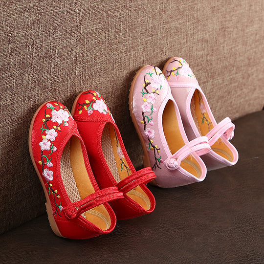 Damen Ballerinas mit floralem Stickdesign und elastischem Riemen EB
