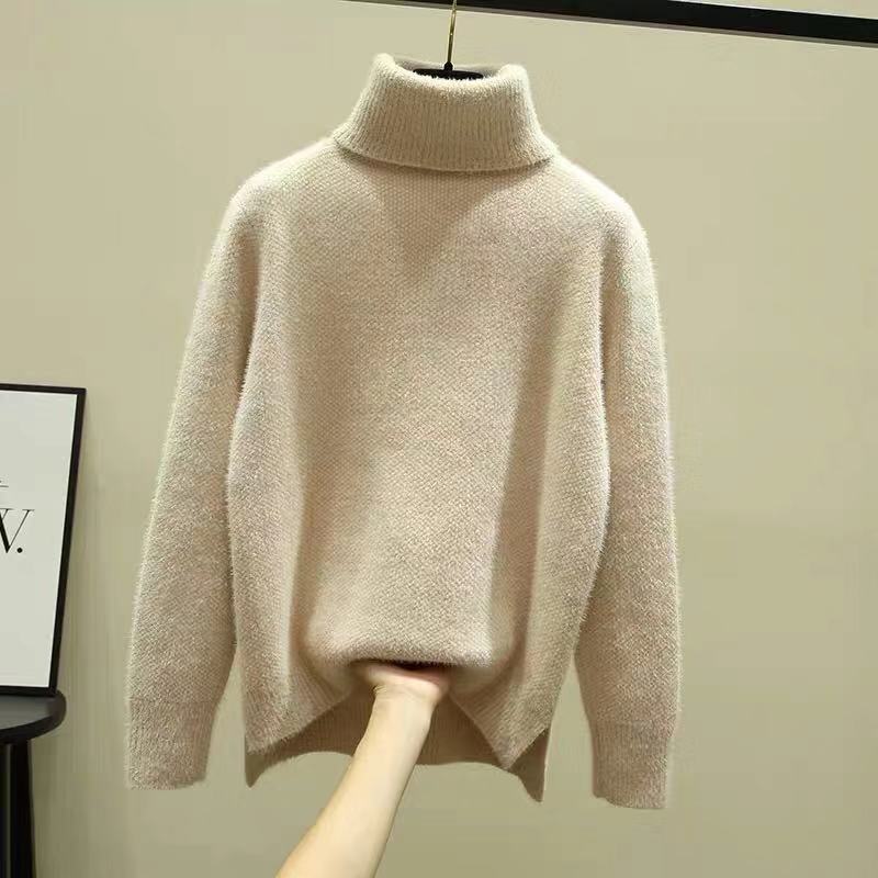 Damen Oversized Rollkragenpullover aus weichem Strick EB