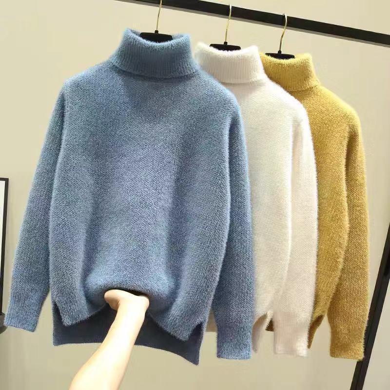 Damen Oversized Rollkragenpullover aus weichem Strick EB