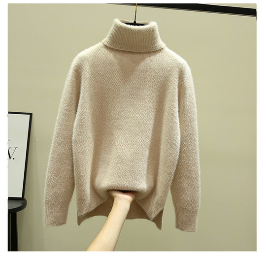 Damen Oversized Rollkragenpullover aus weichem Strick EB