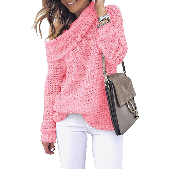 Damen Stylischer Pullover mit off Shoulder Design EB