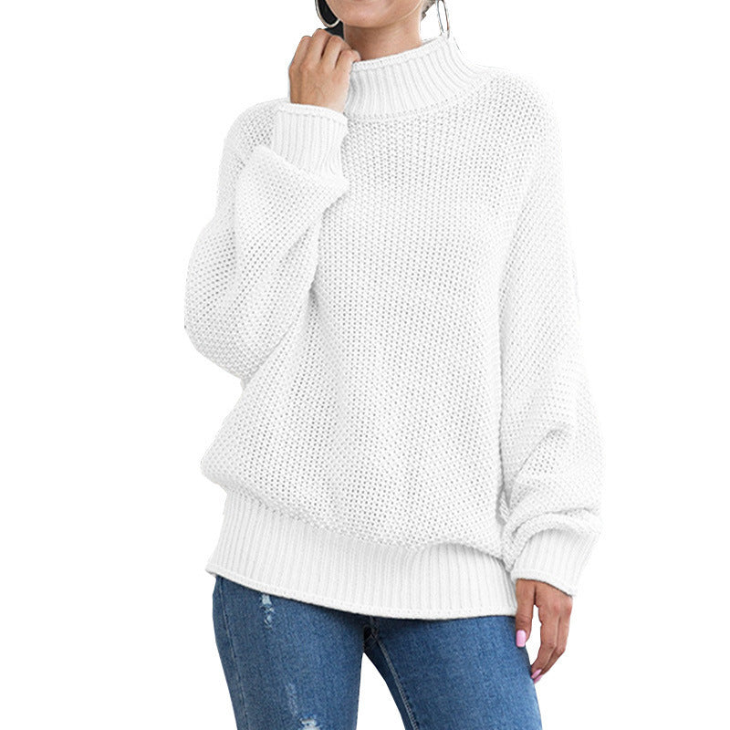 Damen Grobstrickpullover mit hohem Rollkragen und lässigem Schnitt EB