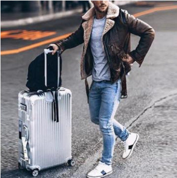 Herren jacke mit luxuriösem Pelzfutter und markantem Kragen EB