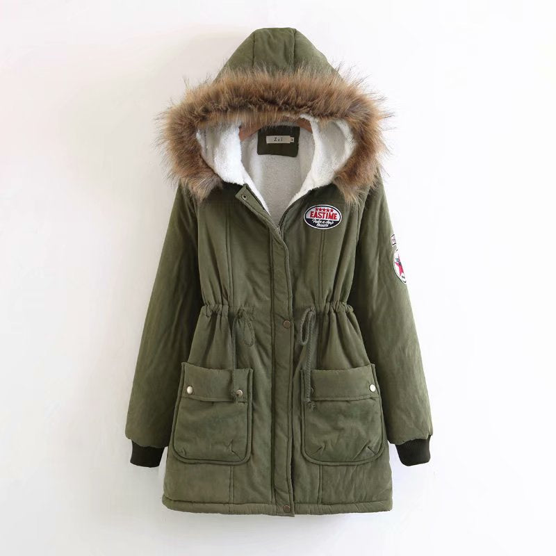 Damen Langer Utility-Parka mit Teddyfutter, Kapuze mit Kunstfell und Kordelzug EB