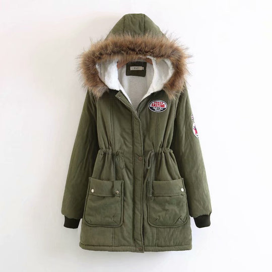 Damen Langer Utility-Parka mit Teddyfutter, Kapuze mit Kunstfell und Kordelzug EB