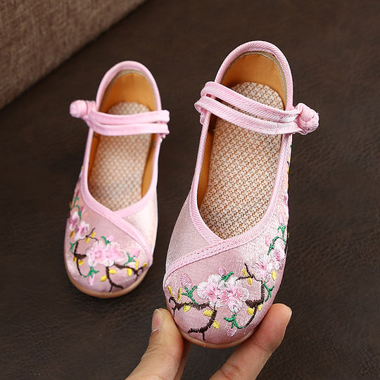 Damen Ballerinas mit floralem Stickdesign und elastischem Riemen EB