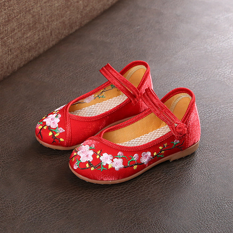 Damen Ballerinas mit floralem Stickdesign und elastischem Riemen EB