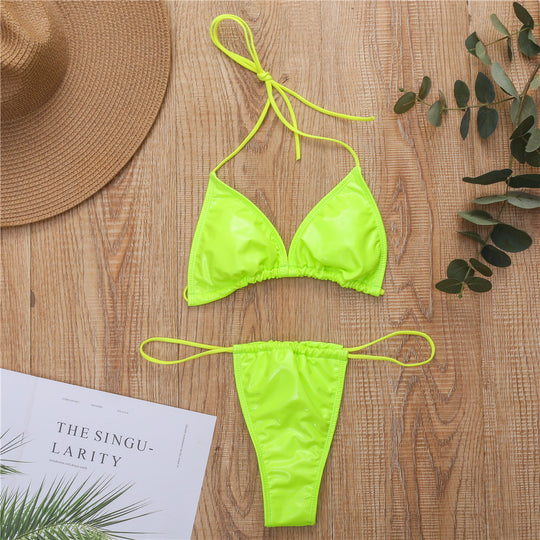 Damen Triangel-Bikini mit seidigem Finish und verstellbaren Trägern EB