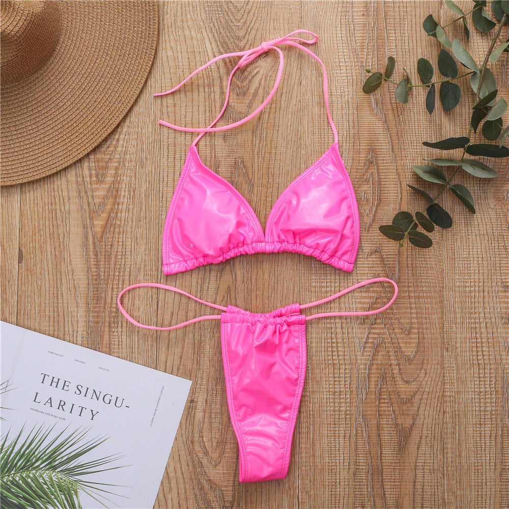 Damen Triangel-Bikini mit seidigem Finish und verstellbaren Trägern EB