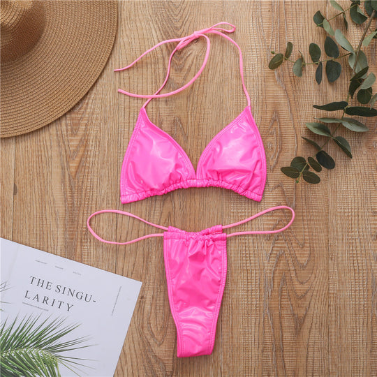 Damen Triangel-Bikini mit seidigem Finish und verstellbaren Trägern EB
