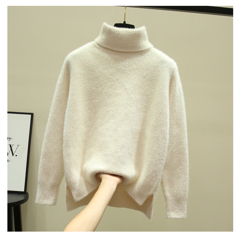 Damen Oversized Rollkragenpullover aus weichem Strick EB