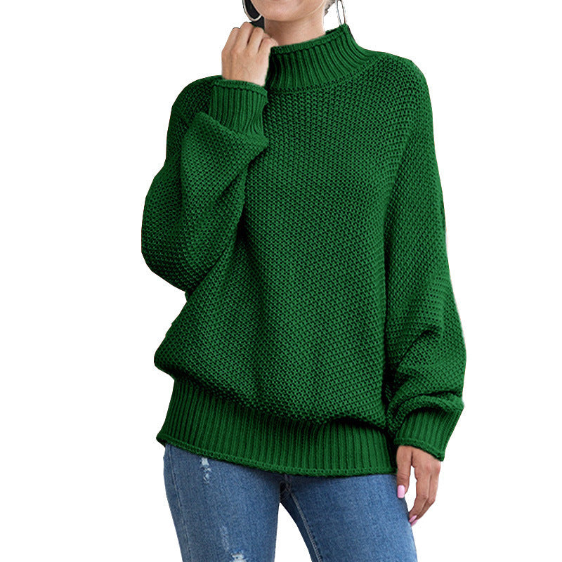 Damen Grobstrickpullover mit hohem Rollkragen und lässigem Schnitt EB